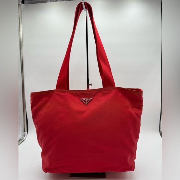 Prada - Authentic - Red Nylon Tote Bag - Picture 1 of 16